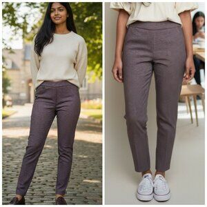 Peck & Peck Women's Burgundy Check Stretch Pull-On Pants Career Size 6 Workwear